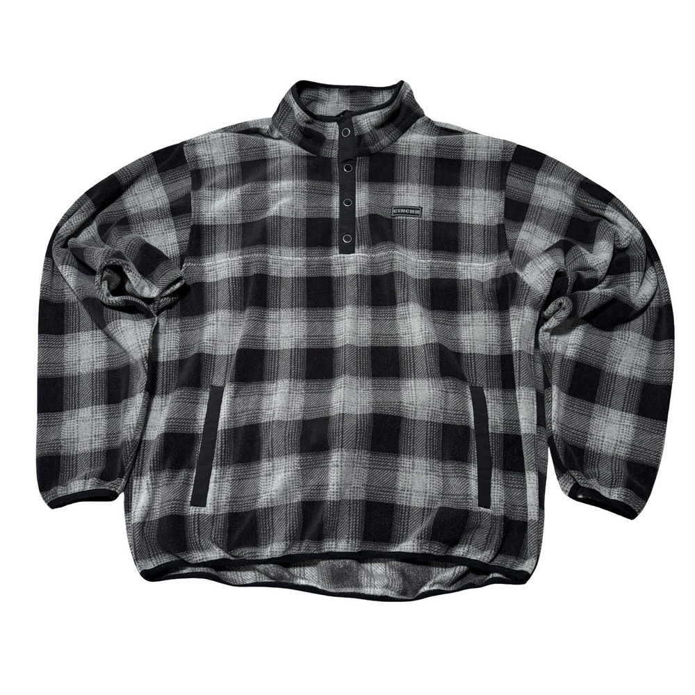 Cinch Men's 1/4 Snap Pullover Plaid Fleece Sweater Size XXL 26‎ x 30
